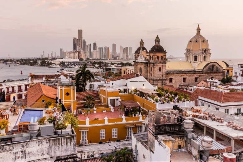 Panorámica de Cartagena de Indias al atardecer