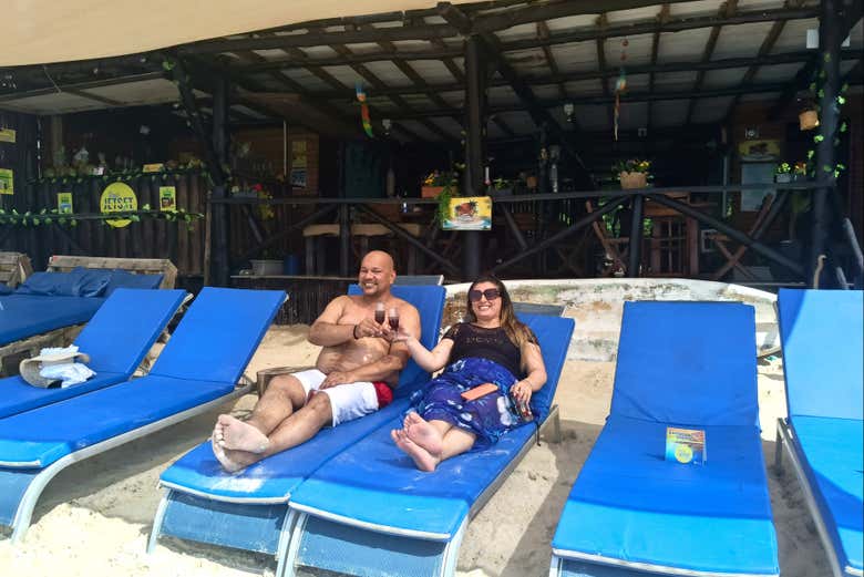 Disfrutando del club de playa de Barú