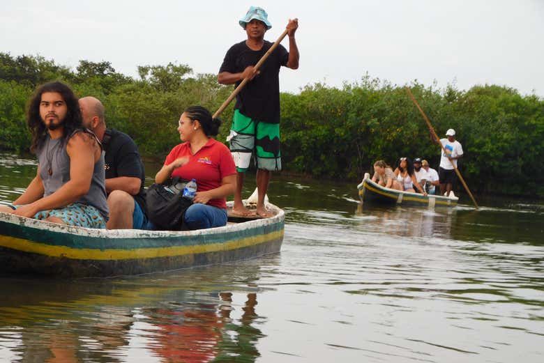 Canoeing through the Ciénaga de la Virgen swamp