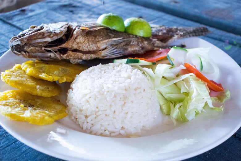 Degustando o delicioso almoço