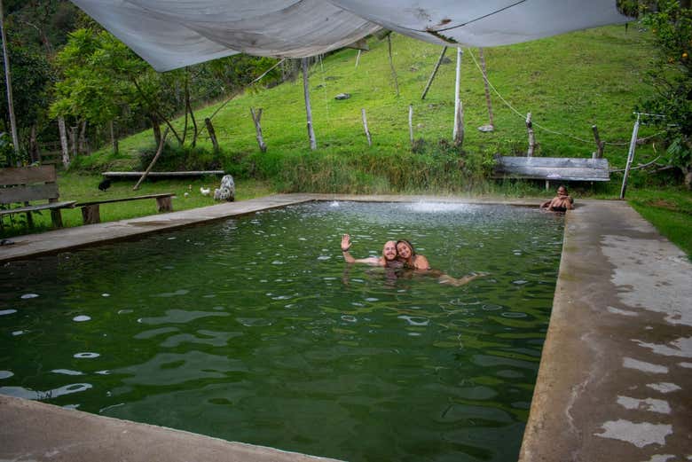 Disfrutando de los baños