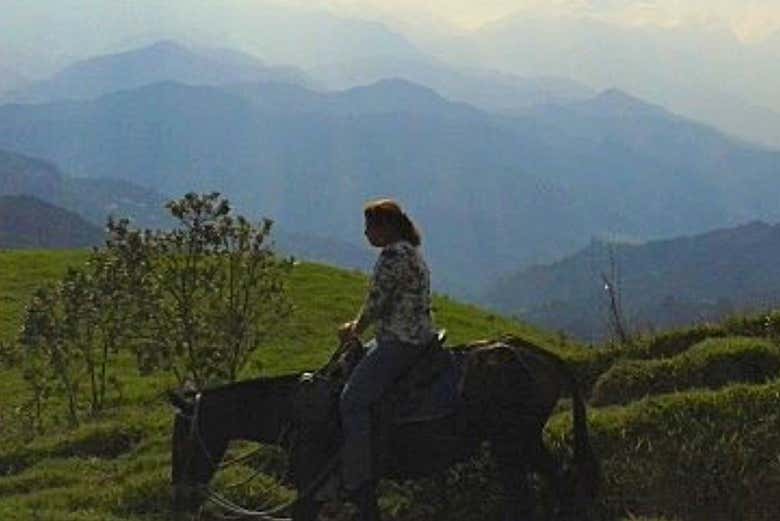 Riding along the Chorro Blanco trail