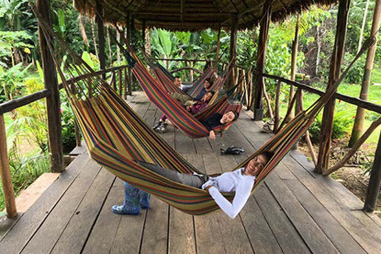 Relaxing in the hammock area