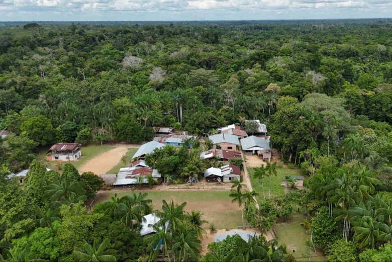 Vista aérea de la comunidad indígena de San Pedro