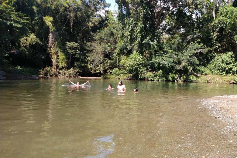 Disfrutando del baño
