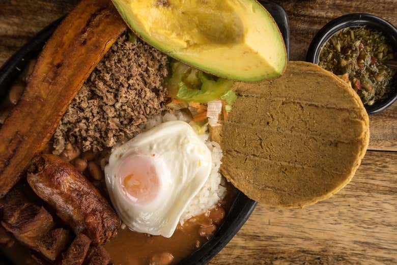 Bandeja paisa, a typical Colombian dish