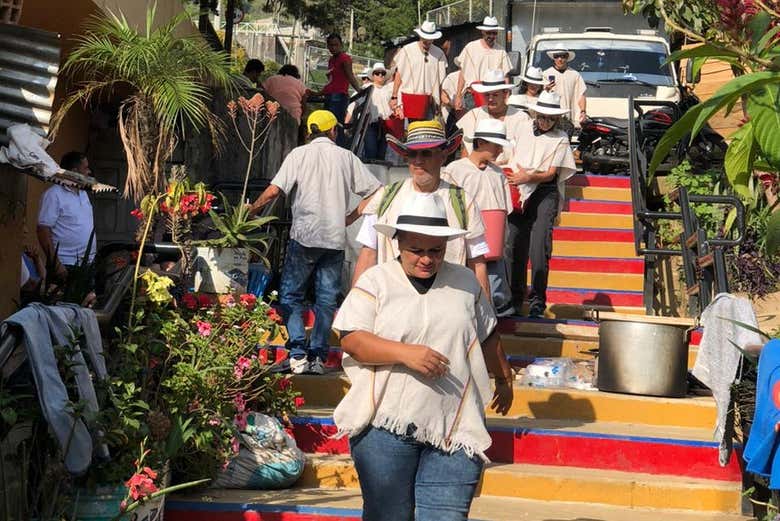 Climb up the stairs to Casa Finca La Sierra