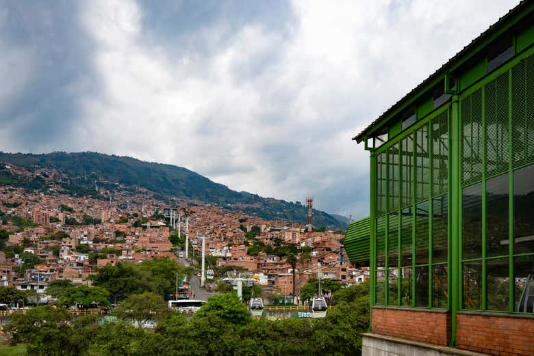 Vistas do teleférico de Medellín