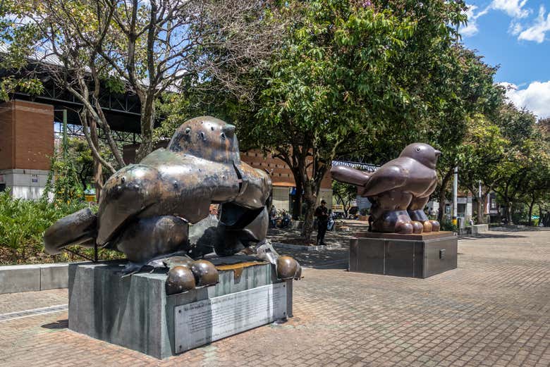 Esculturas de pássaros no Parque Santo Antônio