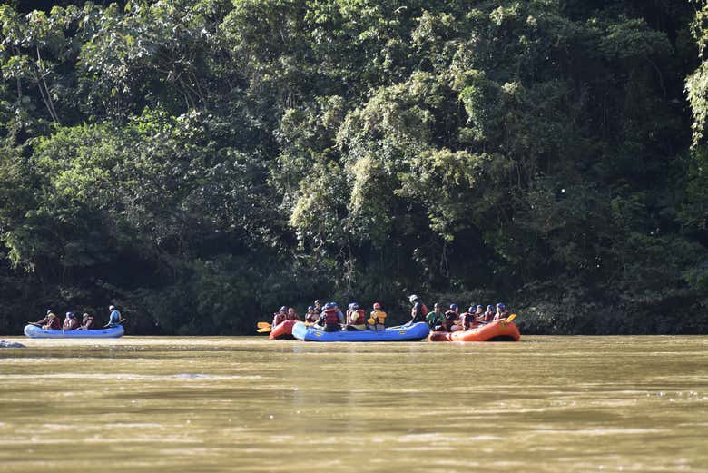 A bordo dei gommoni sul fiume Claro