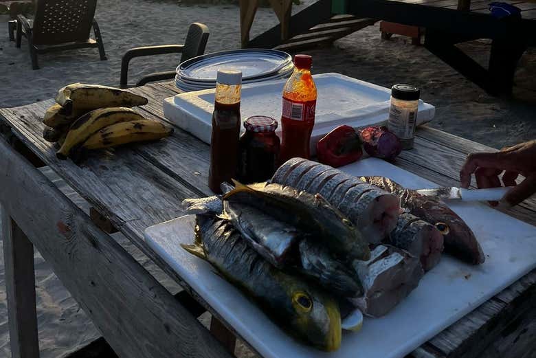 Degustación de peces pescados en Providencia