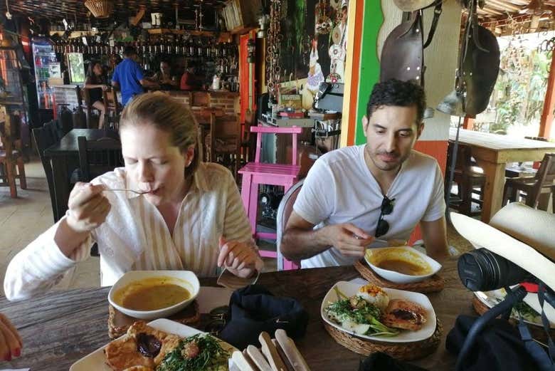 Enjoying a delicious lunch