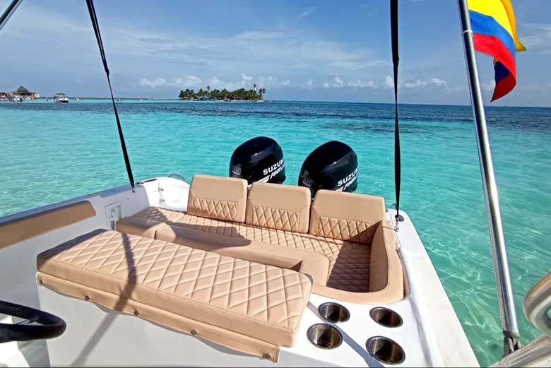 The luxurious interior of the boat