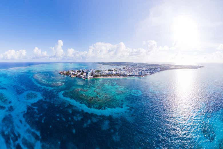 An aerial view of San Andrés