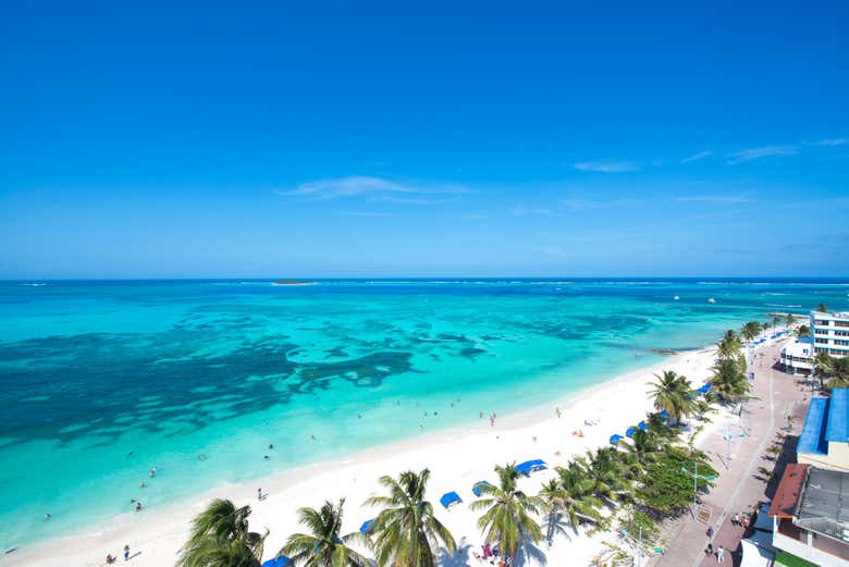 An aerial view of San Andrés