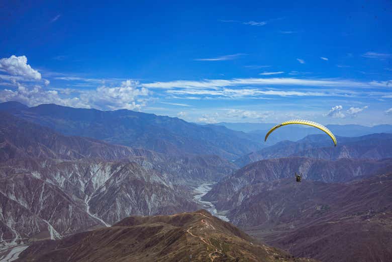 Paragliding over the canyon