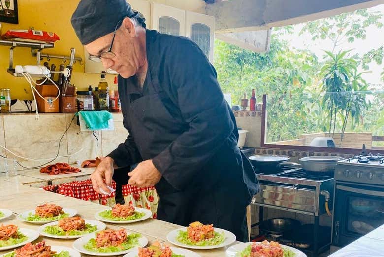 Chef preparing a gourmet lunch