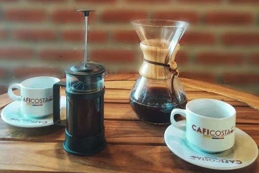 Trying some coffee from the hacienda