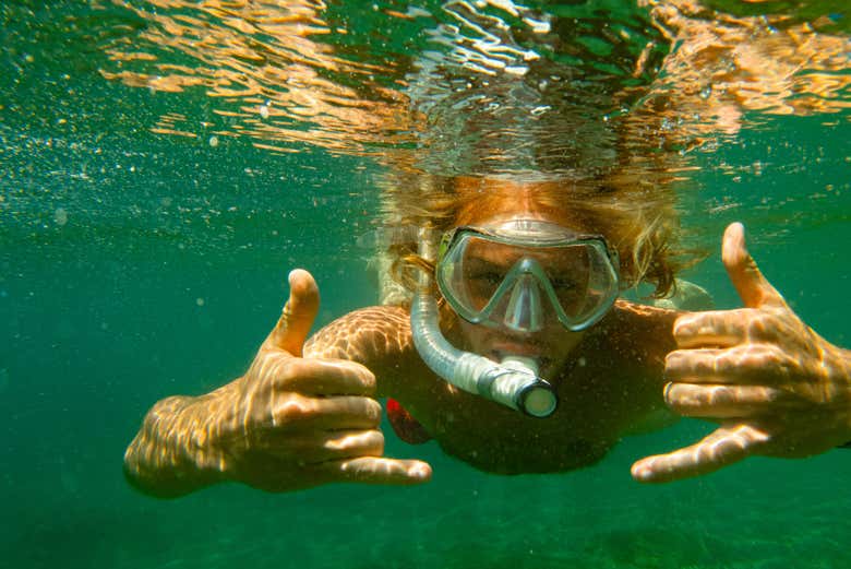Haciendo snorkel en Tayrona