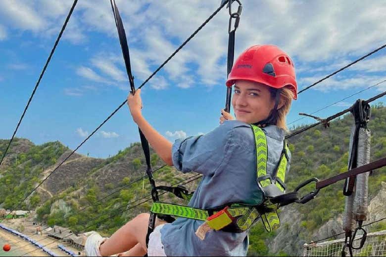 Momento da foto antes do lançamento na tirolesa!