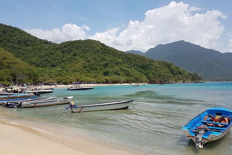 Boats on the shore of Playa Cristal