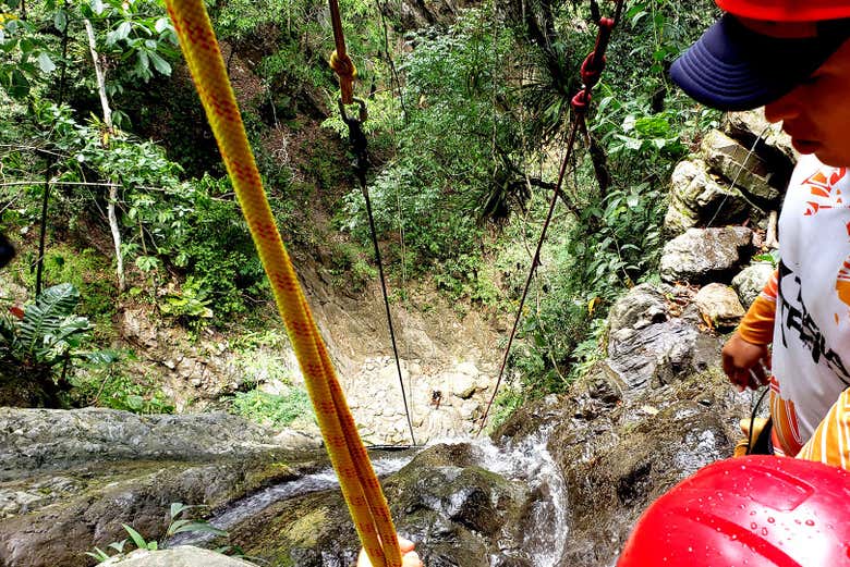 Durante o canyoning em Tobia