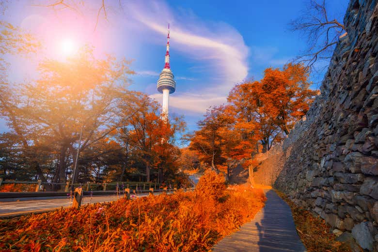 La Torre de Seúl sobresaliendo en el paisaje
