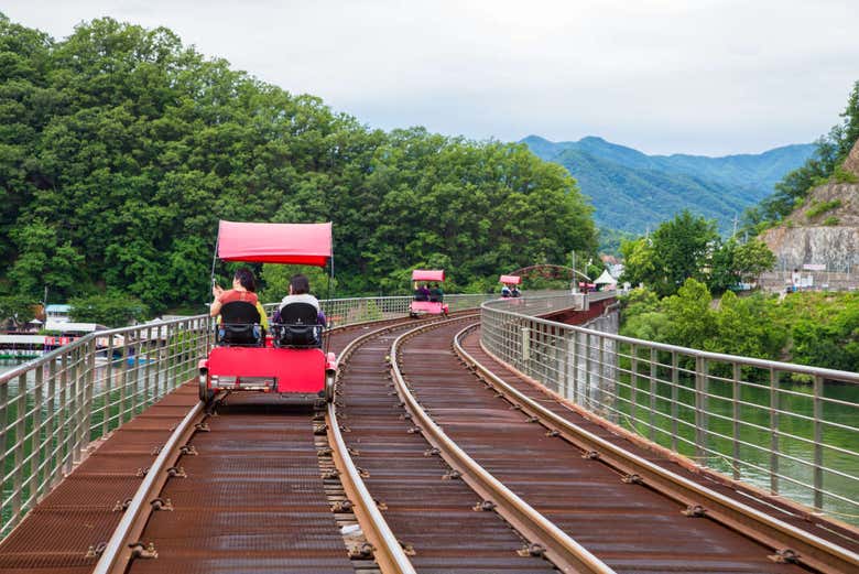 Passeando de rail bike