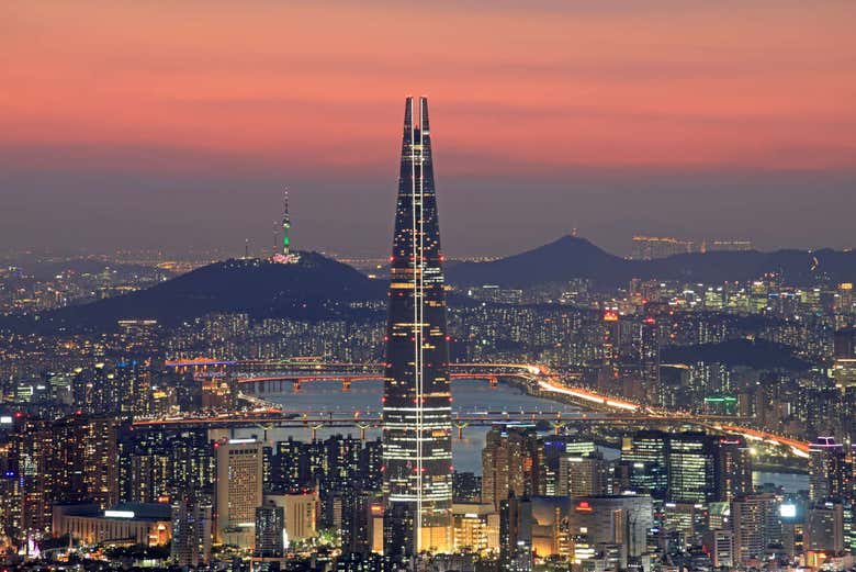Take in the views of the city at sunset