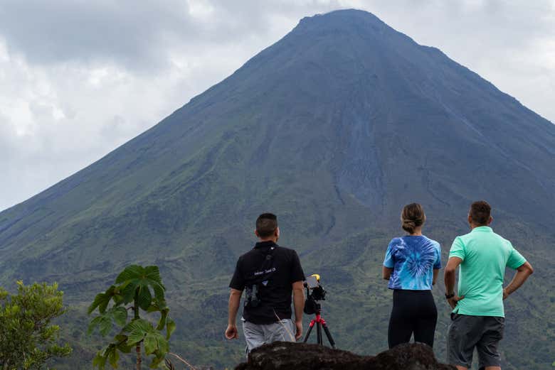 Enjoying the views of the volcano!