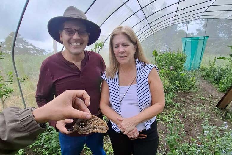 Durante la visita al mariposario