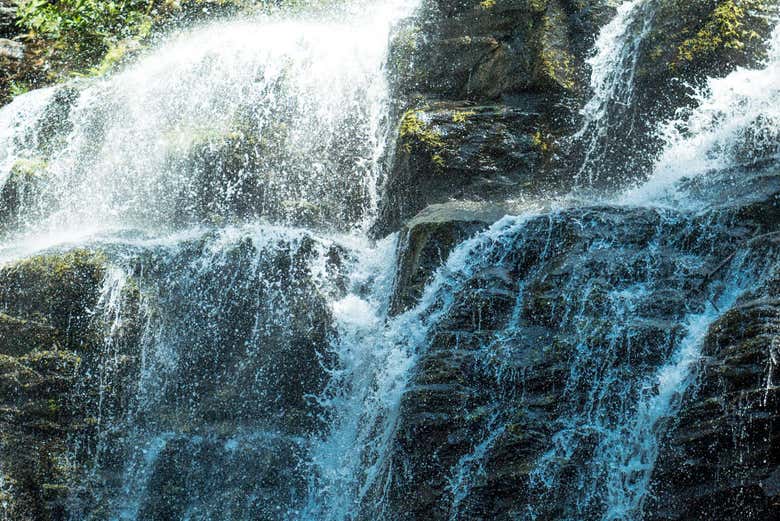 Contemplando el agua cayendo en Nauyaca