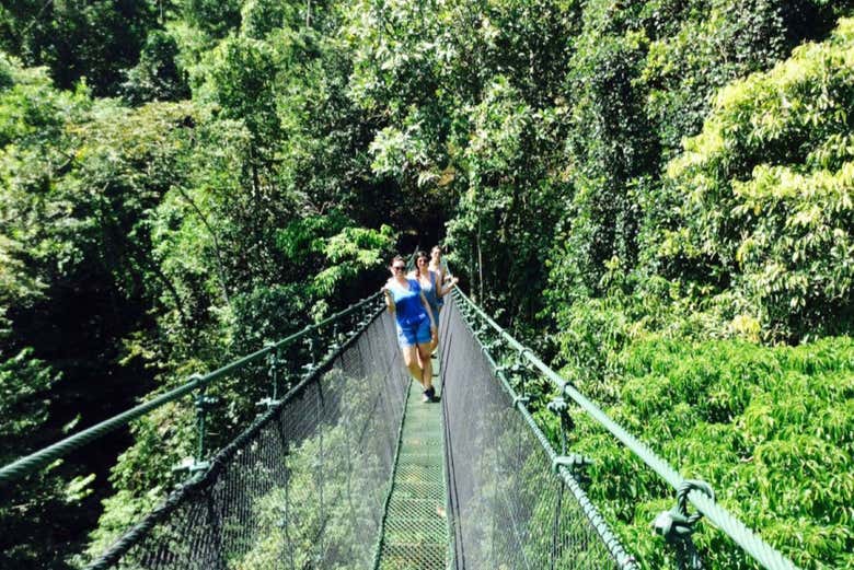 Atravessando uma das pontes suspensas