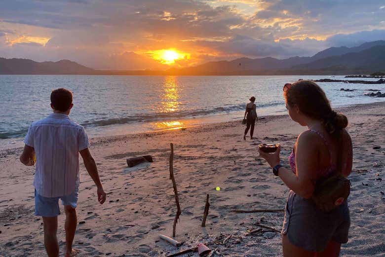 Desfrutando do entardecer antes de embarcar