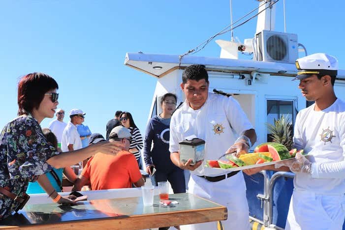 Postre de frutas a bordo del catamarán