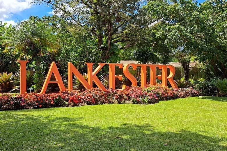 Panneau dans les jardins de Lankester