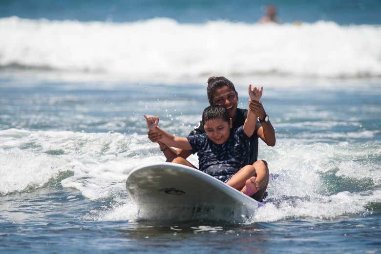 Enjoying the surfing activity