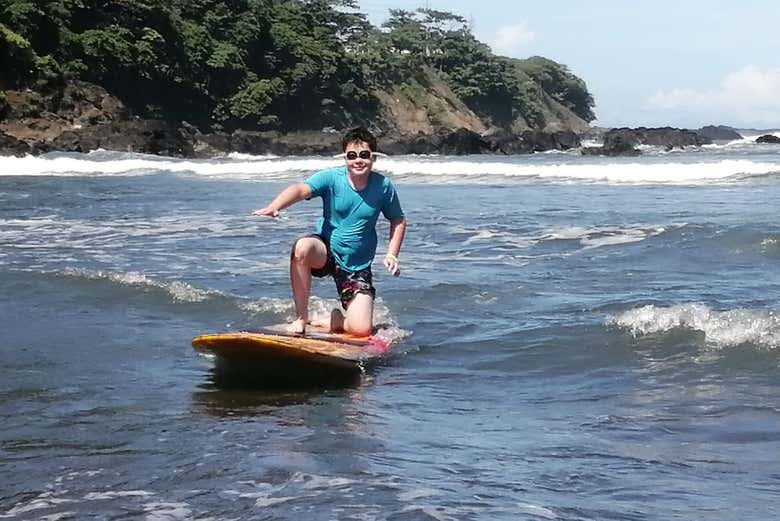 Getting ready to stand up on the board