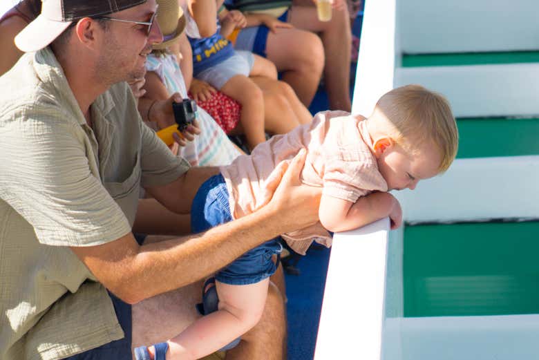 Enjoy this glass-bottom boat ride with little ones