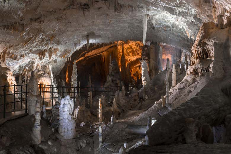 All'interno delle Grotte di Postumia