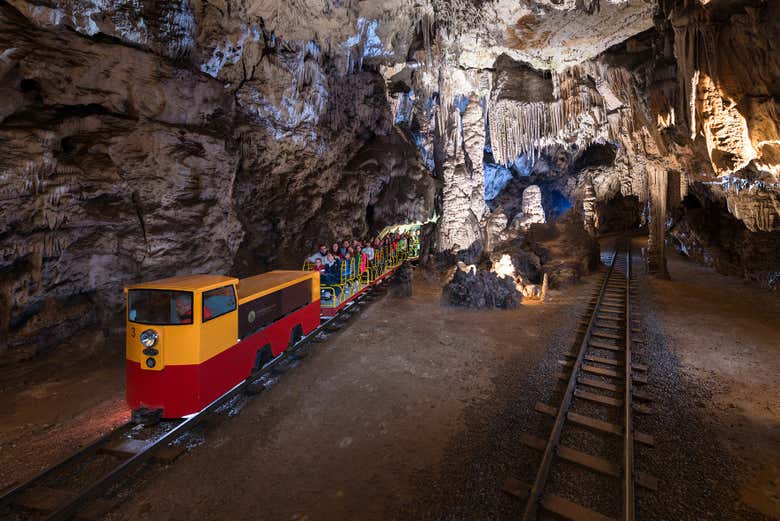 Exploring the cave on the tourist train