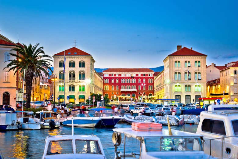 Split harbour at nightfall