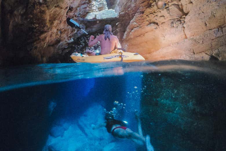 Exploring the island by kayak