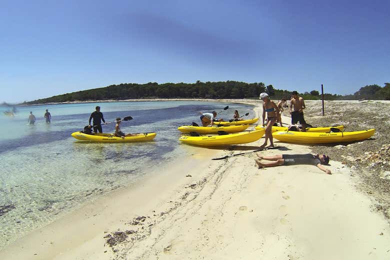 Getting in the kayaks
