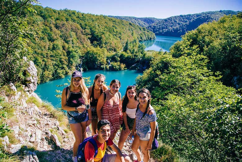 Grupo en las cascadas de Plitvice
