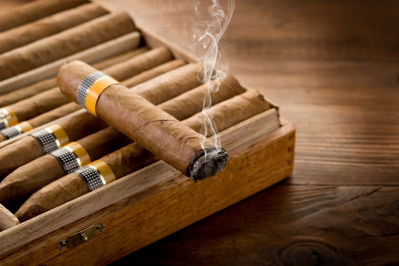 A box of cuban cigars
