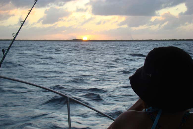 El atardecer desde el barco