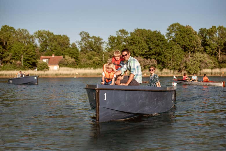 Family with younger kids enjoying the ride