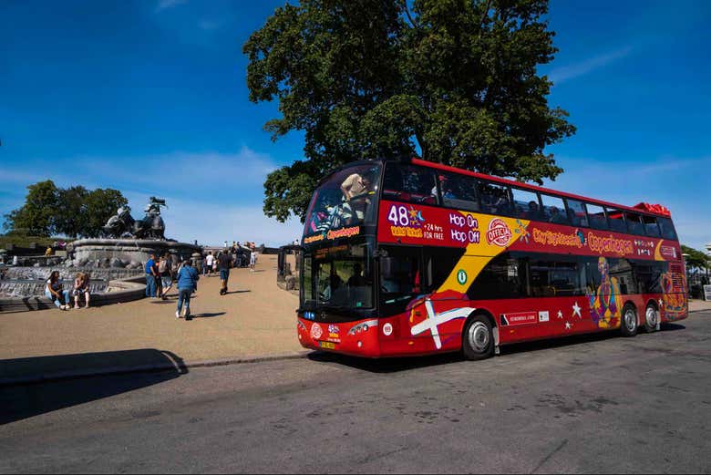 Una de las paradas del autobús turístico de Copenhague