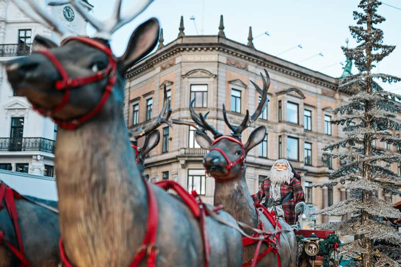 Unos simpáticos renos en el centro de Copenhague